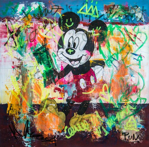 A Happy Unexpected Day ft. Mickey Mouse by Carlos Pun, Painting for Sale on Singulart