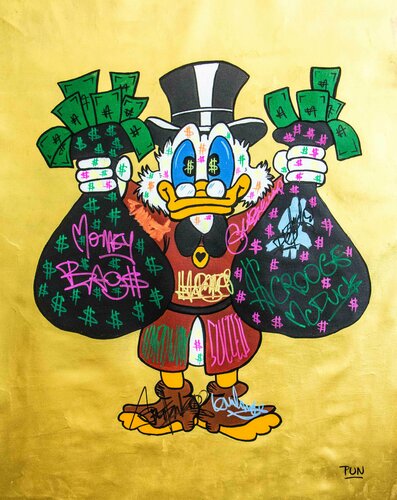 Scrooge Mc Duck Black Money Bags di Carlos Pun, Pittura in vendita su Singulart