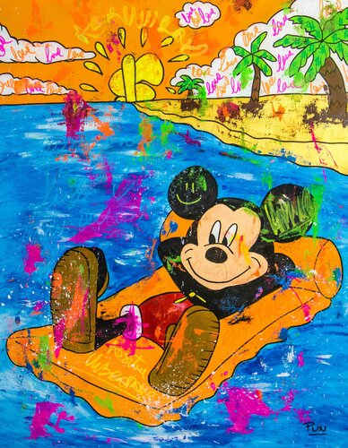 Enjoy Life ft. Mickey Mouse van Carlos Pun, Schilderij te koop op Singulart