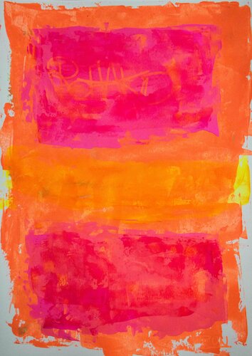 Fluorescent Magenta over Yellow Rothko Abstract Series van Carlos Pun, Werk op papier te koop op Singulart