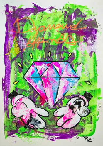 Diamond Hands on Fine Art Paper van Carlos Pun, Werk op papier te koop op Singulart