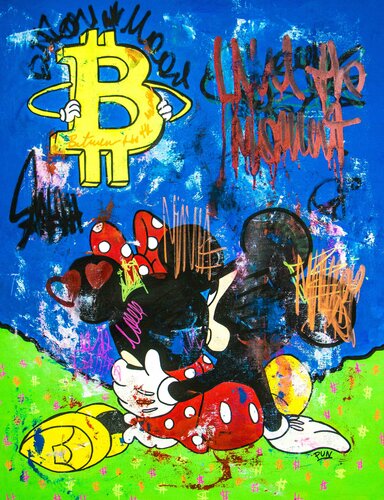 The beauty of the moon ft. Minnie and Mickey Mouse di Carlos Pun, Pittura in vendita su Singulart