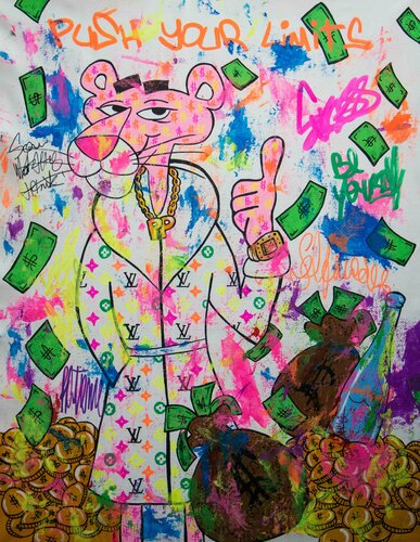 Push your limits ft. Pink Panther van Carlos Pun, Schilderij te koop op Singulart