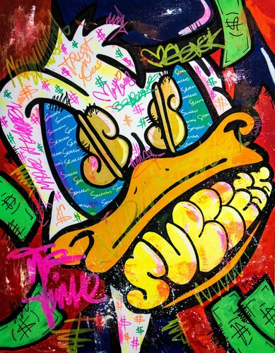 Its Time for Success ft. Cartoon Donald Duck van Carlos Pun, Schilderij te koop op Singulart