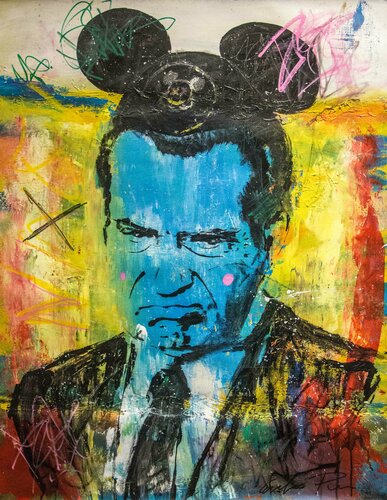Nixon Mouse Blue portrait van Carlos Pun, Schilderij te koop op Singulart