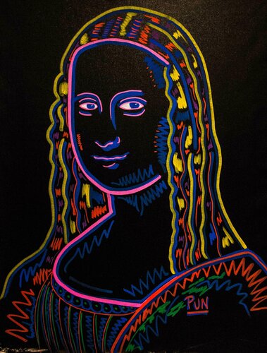 Mona Lisa - 3D Chroma Depth Series di Carlos Pun, Pittura in vendita su Singulart