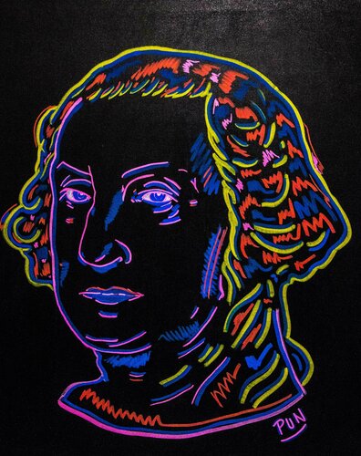 George Washington - 3D Chroma Depth Series von Carlos Pun, Malerei kaufen auf Singulart