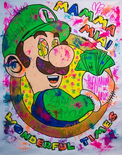 Mamma Mia ! Wonderful times ft. Luigi Bros van Carlos Pun, Schilderij te koop op Singulart