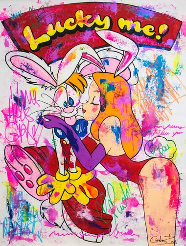 Lucky Me ft. Rogger and Jessica Rabbit van Carlos Pun, Schilderij te koop op Singulart