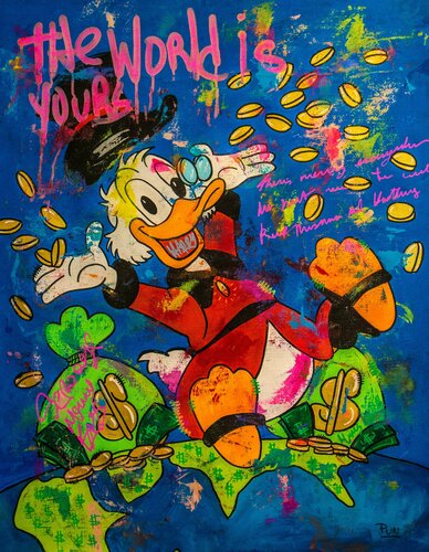 The World is Yours Scrooge Mc Duck di Carlos Pun, Pittura in vendita su Singulart