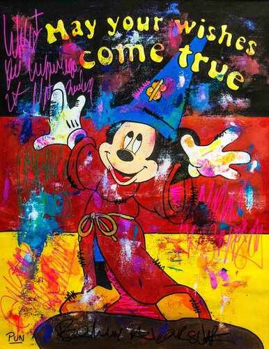 May your Wishes come True ft. Mickey Mouse di Carlos Pun, Pittura in vendita su Singulart