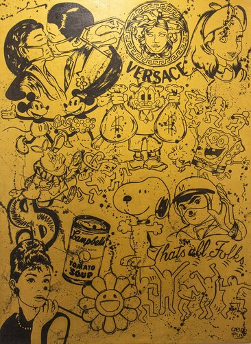 Welcome Home Gold and Black van Carlos Pun, Schilderij te koop op Singulart