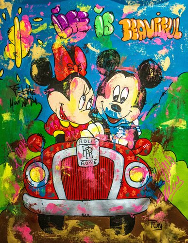 Life is Beautiful ft. Mickey Mouse and Minnie Mouse von Carlos Pun, Malerei kaufen auf Singulart