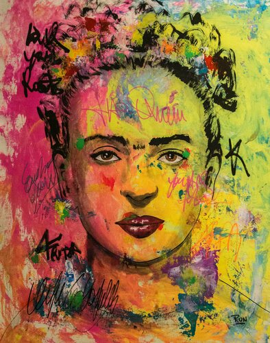 Frida Kahlo Colorfully portrait van Carlos Pun, Schilderij te koop op Singulart
