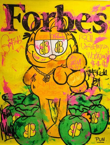 You can do it Forbes Magazine ft Garfield di Carlos Pun, Pittura in vendita su Singulart