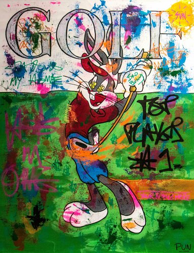 Top Player number 1 ft Bugs Bunny di Carlos Pun, Pittura in vendita su Singulart