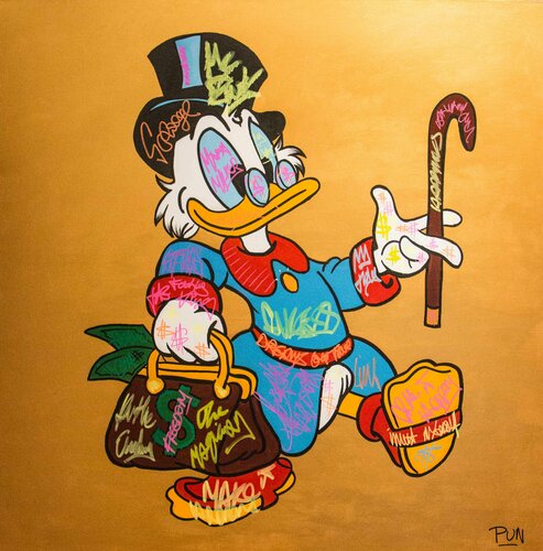 Scrooge Mc Duck pose #2 Golden Series van Carlos Pun, Schilderij te koop op Singulart