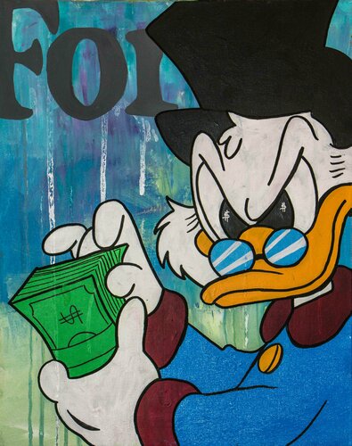 Scrooge Counting Cash Forbes Mag van Carlos Pun, Schilderij te koop op Singulart
