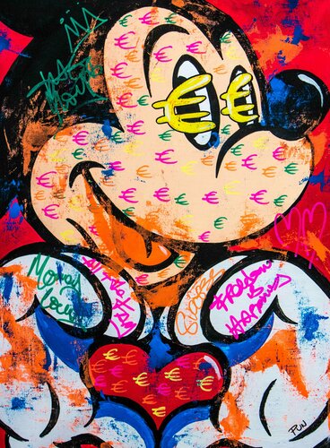 Mickey Mouse Euros Love von Carlos Pun, Malerei kaufen auf Singulart