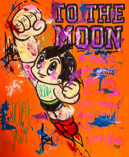 To the moon ft. Astroboy de Carlos Pun, Pintura a la venta en Singulart