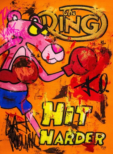 Hit Harder - The Ring ft, Pink Panther di Carlos Pun, Pittura in vendita su Singulart
