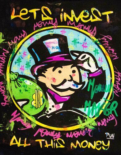 Lets invest all this money ft. Monopoly di Carlos Pun, Pittura in vendita su Singulart