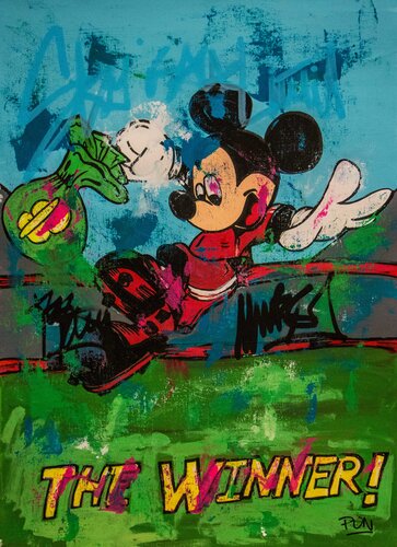 Bayern Munich Mickey Mouse Football Team - The Winner Series de Carlos Pun, Pintura a la venta en Singulart