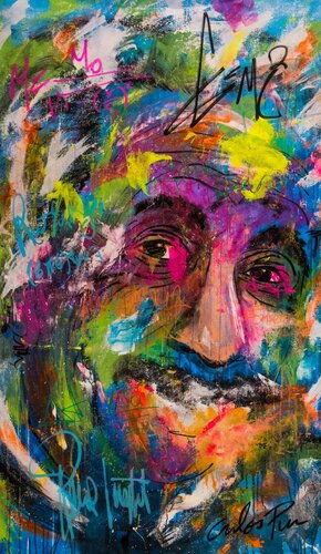 Albert Einstein colorful energy van Carlos Pun, Schilderij te koop op Singulart