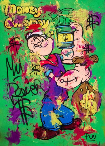 Popeye the Sailor Man in get Money Everyday de Carlos Pun, Pintura a la venta en Singulart