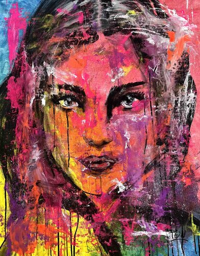 its about the eyes - girl portrait series van Carlos Pun, Schilderij te koop op Singulart