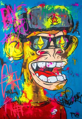 Bored Ape Yacht Club #6388 in acrylics de Carlos Pun, Pintura a la venta en Singulart