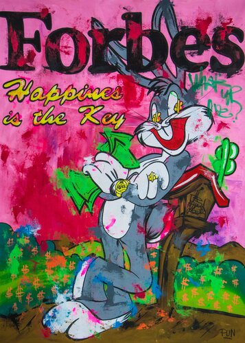 Bugs Bunny in Happiness is the Key for success van Carlos Pun, Schilderij te koop op Singulart