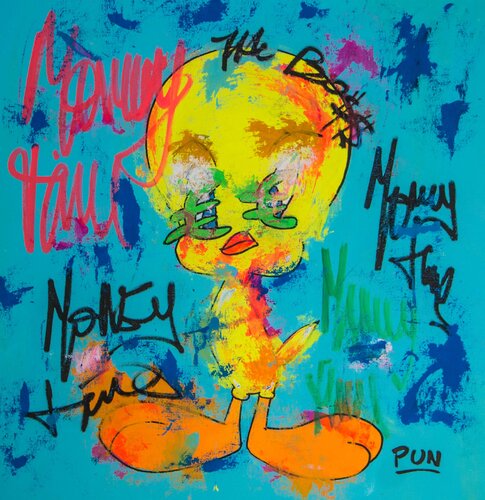 Tweety - Euros eyes series di Carlos Pun, Pittura in vendita su Singulart