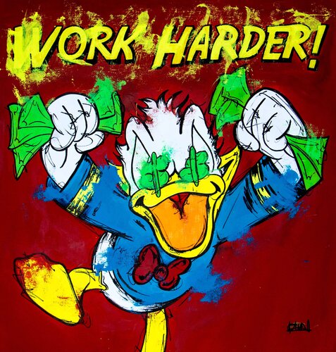 Work Harder ft. Donald Duck di Carlos Pun, Pittura in vendita su Singulart