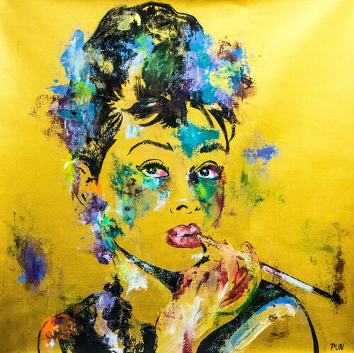 Audry Hepburn Portrait N*7 di Carlos Pun, Pittura in vendita su Singulart