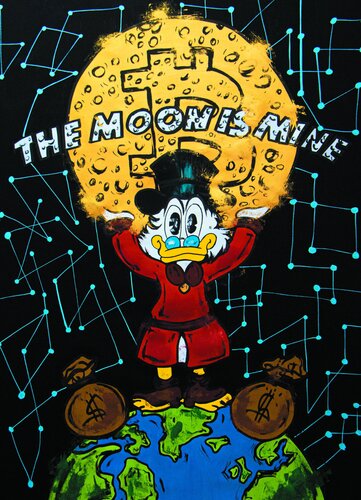 Scrooge McDuck in the Moon is Mine de Carlos Pun, Pintura a la venta en Singulart
