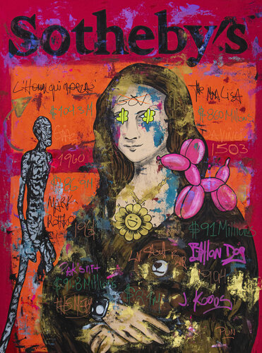 Sothebys Auction Mona Lisa, Koones , Rothko , Murakami , Giacometti , Pak van Carlos Pun, Schilderij te koop op Singulart