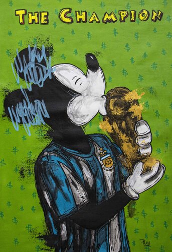Mickey Messi the Champion van Carlos Pun, Schilderij te koop op Singulart