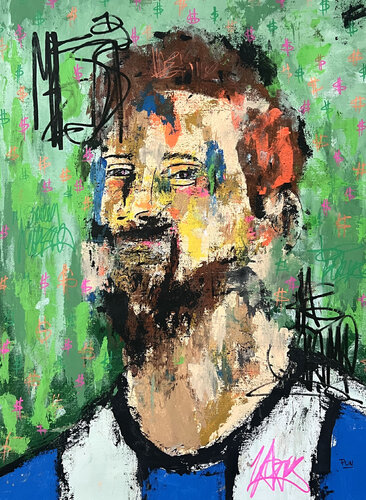 Messi dollar tag portrait n1 di Carlos Pun, Pittura in vendita su Singulart
