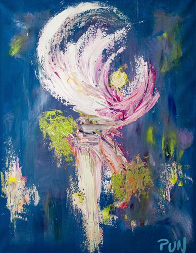 Is not a Sailormoon wand , its an abstract flower. van Carlos Pun, Schilderij te koop op Singulart