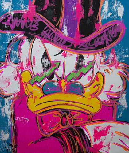 Scrooge McDuck Investing Success di Carlos Pun, Pittura in vendita su Singulart