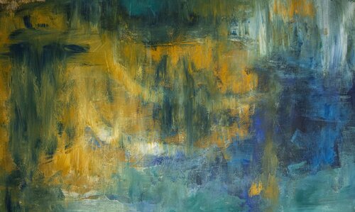 Emerald Serenity: A Symphony in Azure and Viridian di Carlos Pun, Pittura in vendita su Singulart