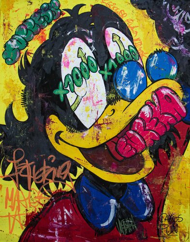 Eureka! I fucking made it ft. Scrooge McDuck de Carlos Pun, Pintura a la venta en Singulart