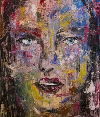 The girl with the blue eyes di Carlos Pun, Pittura in vendita su Singulart