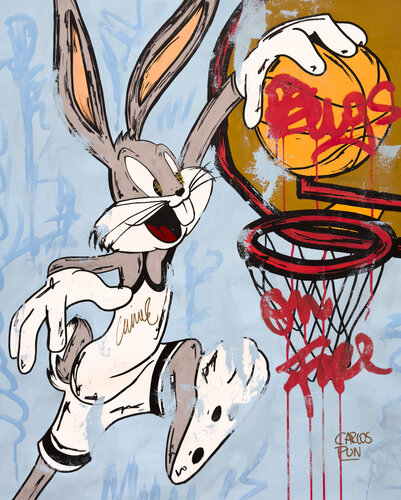Bugs Bunny on fire - Basquet Ball - First Collectors Series di Carlos Pun, Pittura in vendita su Singulart