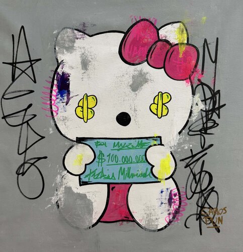 Paycheck for myself 100 000 000 dollars. ft. Hello Kitty von Carlos Pun, Malerei kaufen auf Singulart
