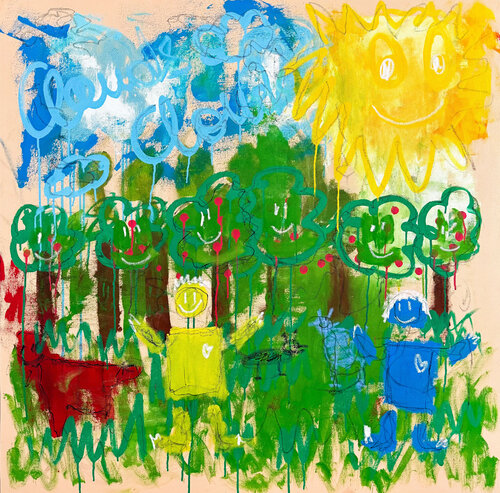 The Happy Garden - Street Art Series de Carlos Pun, Pintura a la venta en Singulart