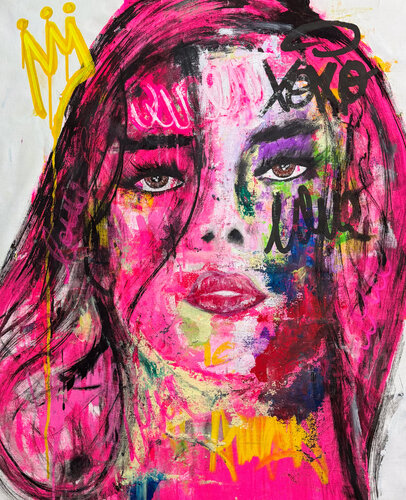 The Xoxo Queen  - Girl Portrait Series van Carlos Pun, Schilderij te koop op Singulart