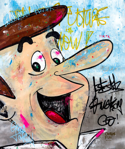 The future is now feat George Jetson di Carlos Pun, Pittura in vendita su Singulart