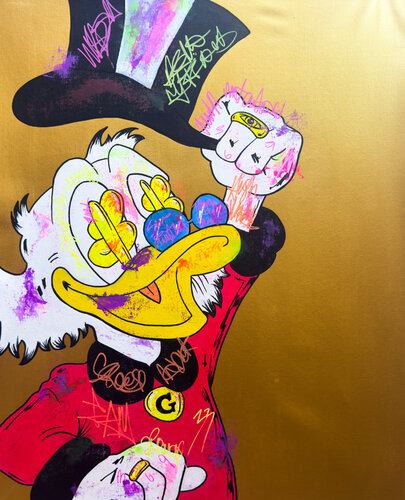 masonic gold ritual initiation of scrooge mcduck by Carlos Pun, Painting for Sale on Singulart